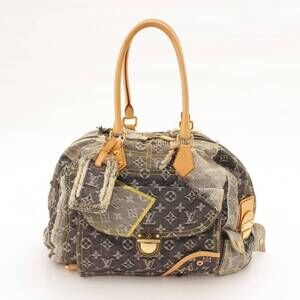 Louis Vuitton Monogram Denim Patchwork Bowly Boston Bag Gray